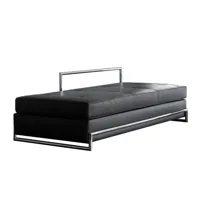 classicon - canapé day bed cuir - noir/cuir classic 9300/190x60x86cm/matelas amovible/piètement chromé